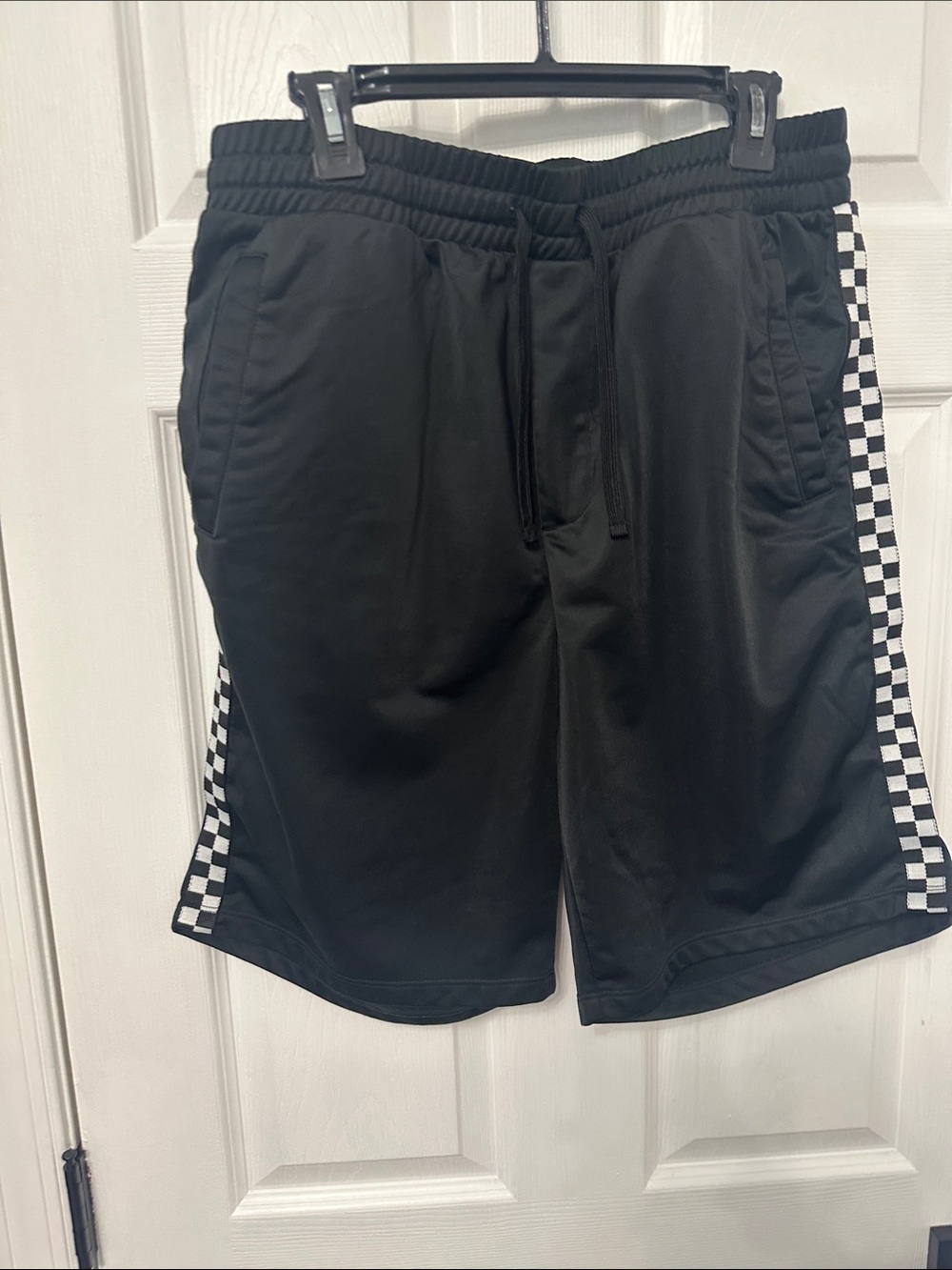 Forever 21 Black Men's Athletic Shorts with Black & White Checker Side Panels